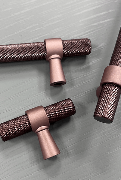 Knurled T-Bar Handle | Miami | Modern Cabinet Handle in Mocha, Black & Gold | Aspin Collins
