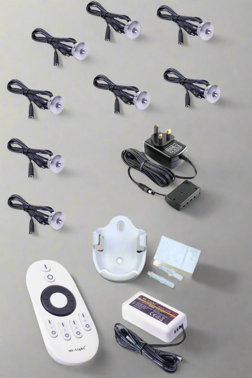 Plinth Light Full Package with Remote – 8 Light Kit with 4-Zone Dimming | Aspin Collins