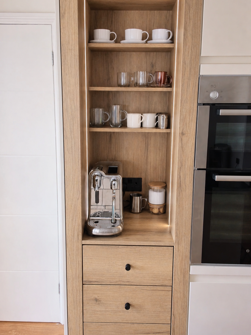 The Portofino Coffee Bar — Slide-In Coffee Station for Larder Cabinets