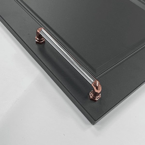 Copper & Chrome Pull Bar Handle | Dawn | Modern Cabinet & Drawer Handle | Aspin Collins