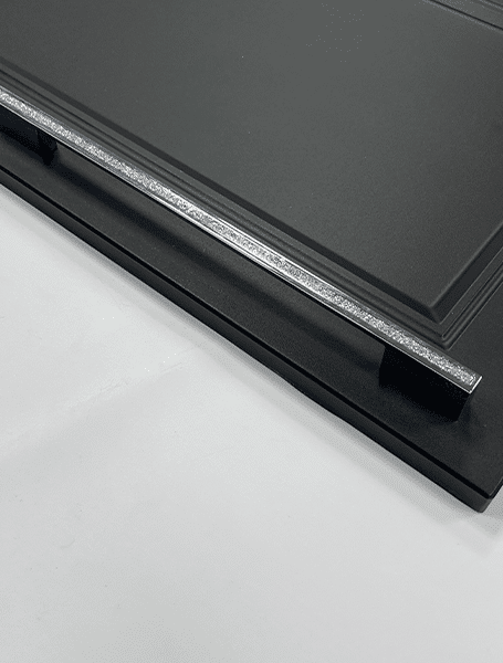 D-Shaped Glitter Handle – Belvoir | Chrome / Black | Sparkling Cabinet Pull | Aspin Collins