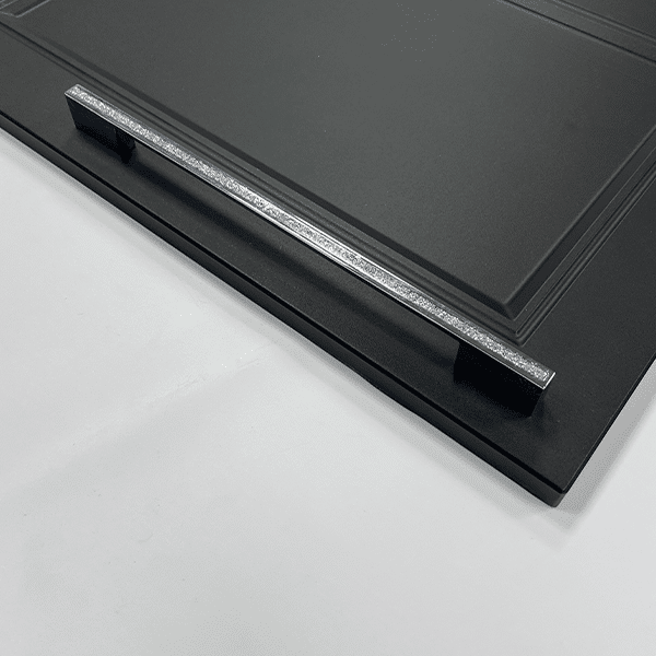 D-Shaped Glitter Handle – Belvoir | Chrome / Black | Sparkling Cabinet Pull | Aspin Collins