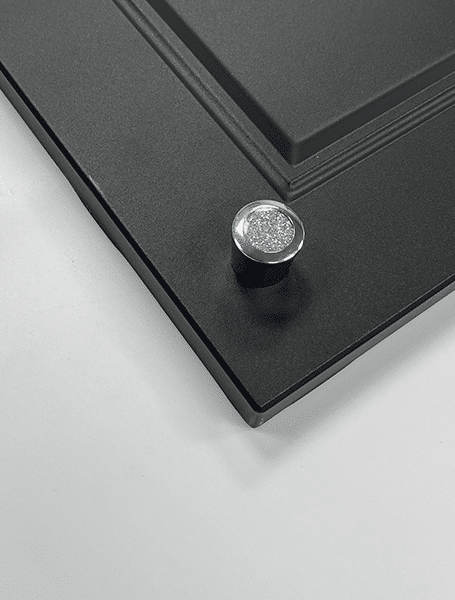D-Shaped Glitter Handle – Belvoir | Chrome / Black | Sparkling Cabinet Pull | Aspin Collins