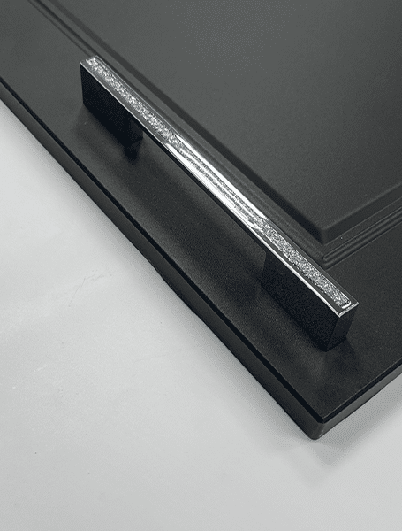 D-Shaped Glitter Handle – Belvoir | Chrome / Black | Sparkling Cabinet Pull | Aspin Collins