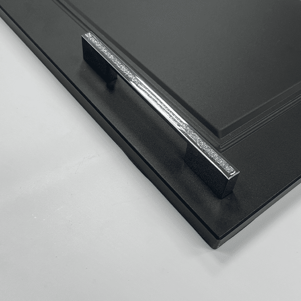 D-Shaped Glitter Handle – Belvoir | Chrome / Black | Sparkling Cabinet Pull | Aspin Collins