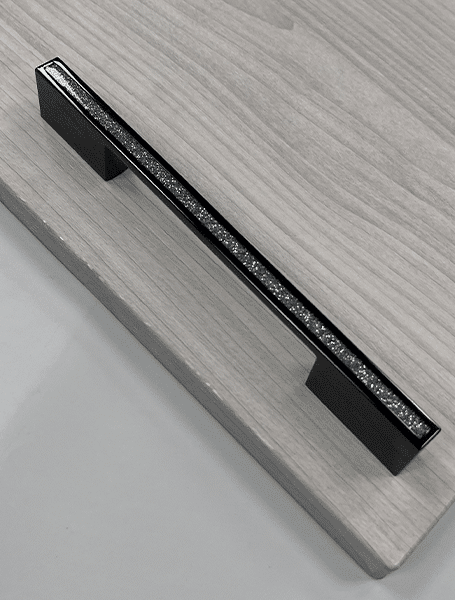 D-Shaped Glitter Handle – Belvoir | Chrome / Black | Sparkling Cabinet Pull | Aspin Collins