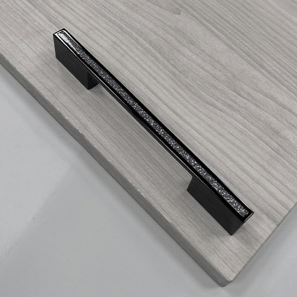 D-Shaped Glitter Handle – Belvoir | Chrome / Black | Sparkling Cabinet Pull | Aspin Collins