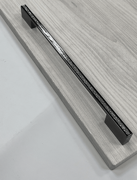 D-Shaped Glitter Handle – Belvoir | Chrome / Black | Sparkling Cabinet Pull | Aspin Collins