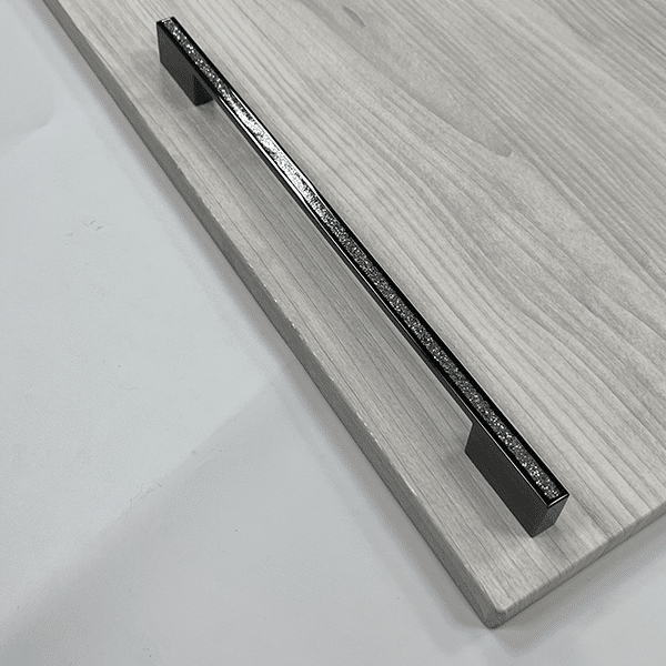 D-Shaped Glitter Handle – Belvoir | Chrome / Black | Sparkling Cabinet Pull | Aspin Collins