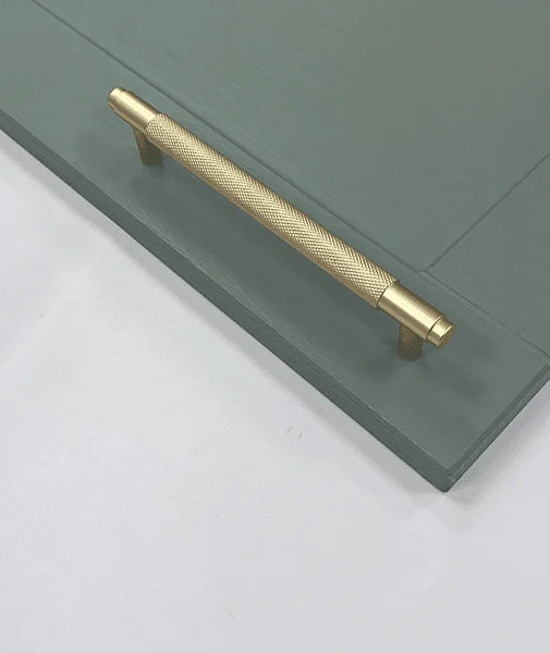 Corbridge Knurled Bar Handle in Brass, Includes Long Wardrobe Size | Aspin Collins