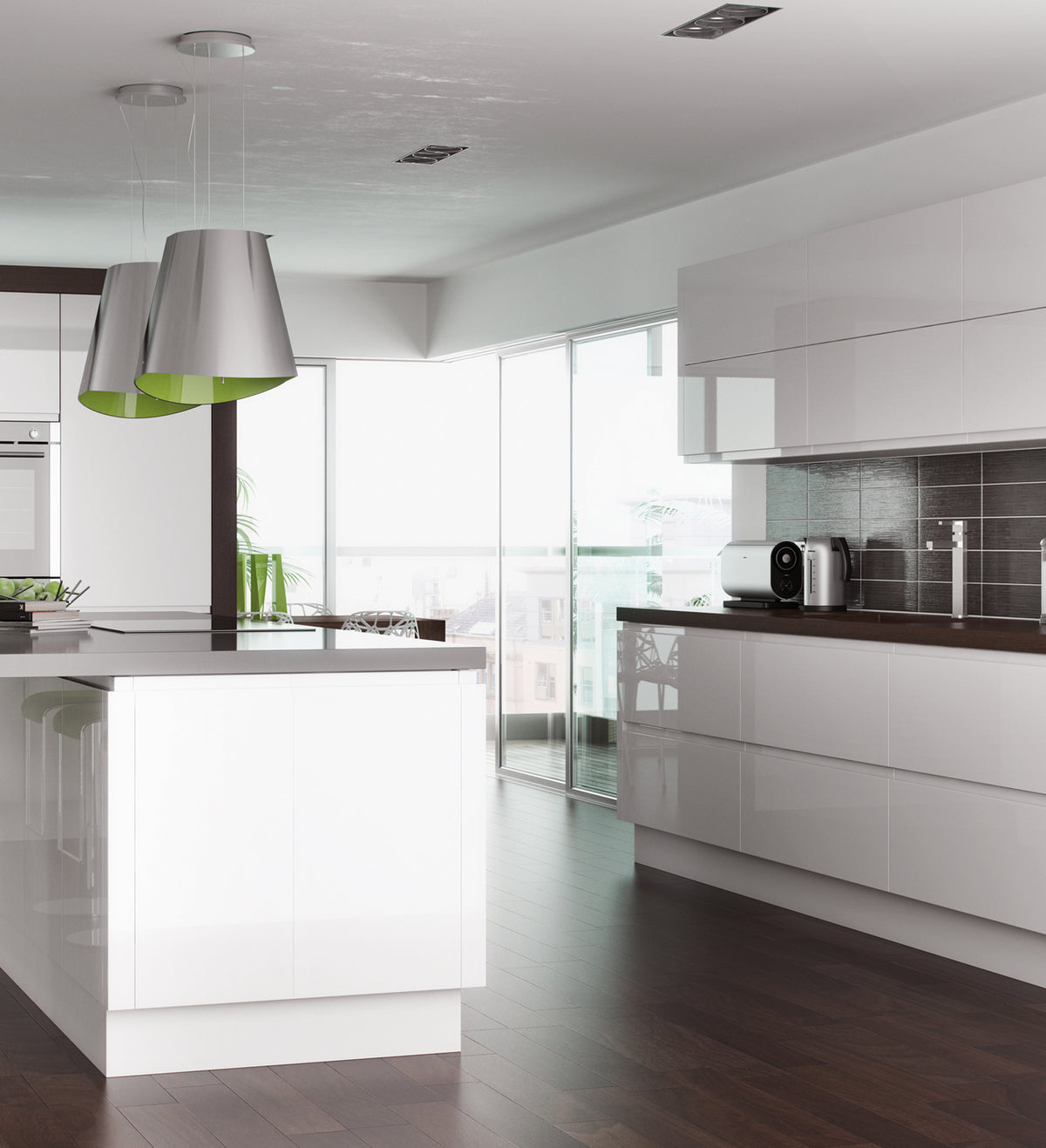 Levana White Gloss Kitchen Doors | Bright White Gloss Handleless Kitchen Doors | Aspin Collins
