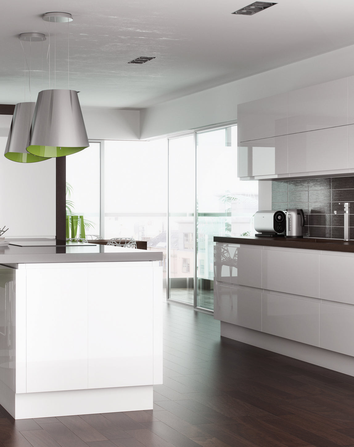 Levana White Gloss Kitchen Doors | Bright White Gloss Handleless Kitchen Doors | Aspin Collins
