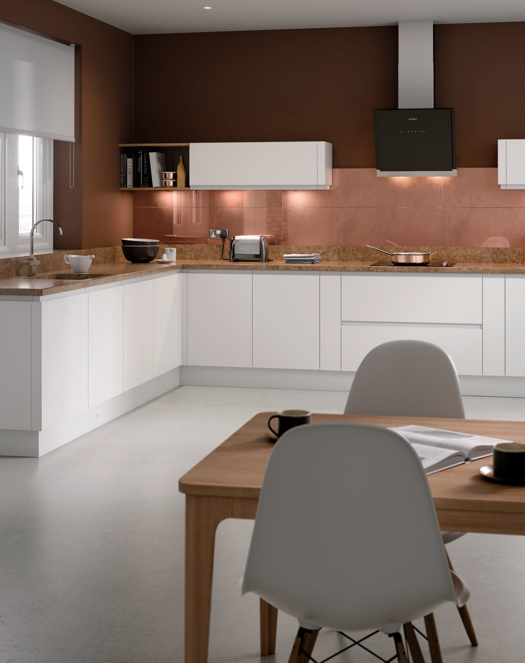 Levana White Matt Kitchen Doors | White Matt Handleless Kitchen Doors | Aspin Collins