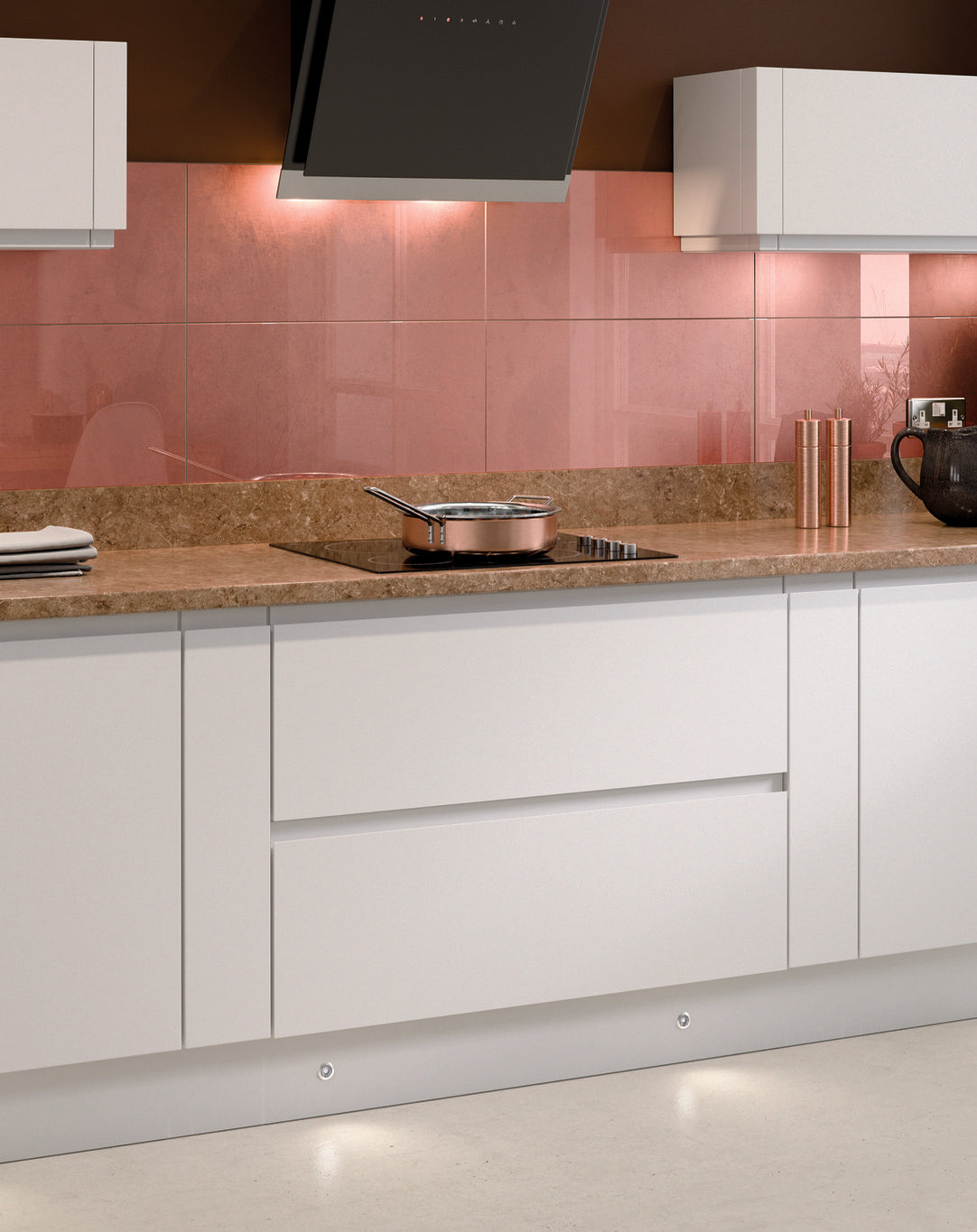 Levana White Matt Kitchen Doors | White Matt Handleless Kitchen Doors | Aspin Collins