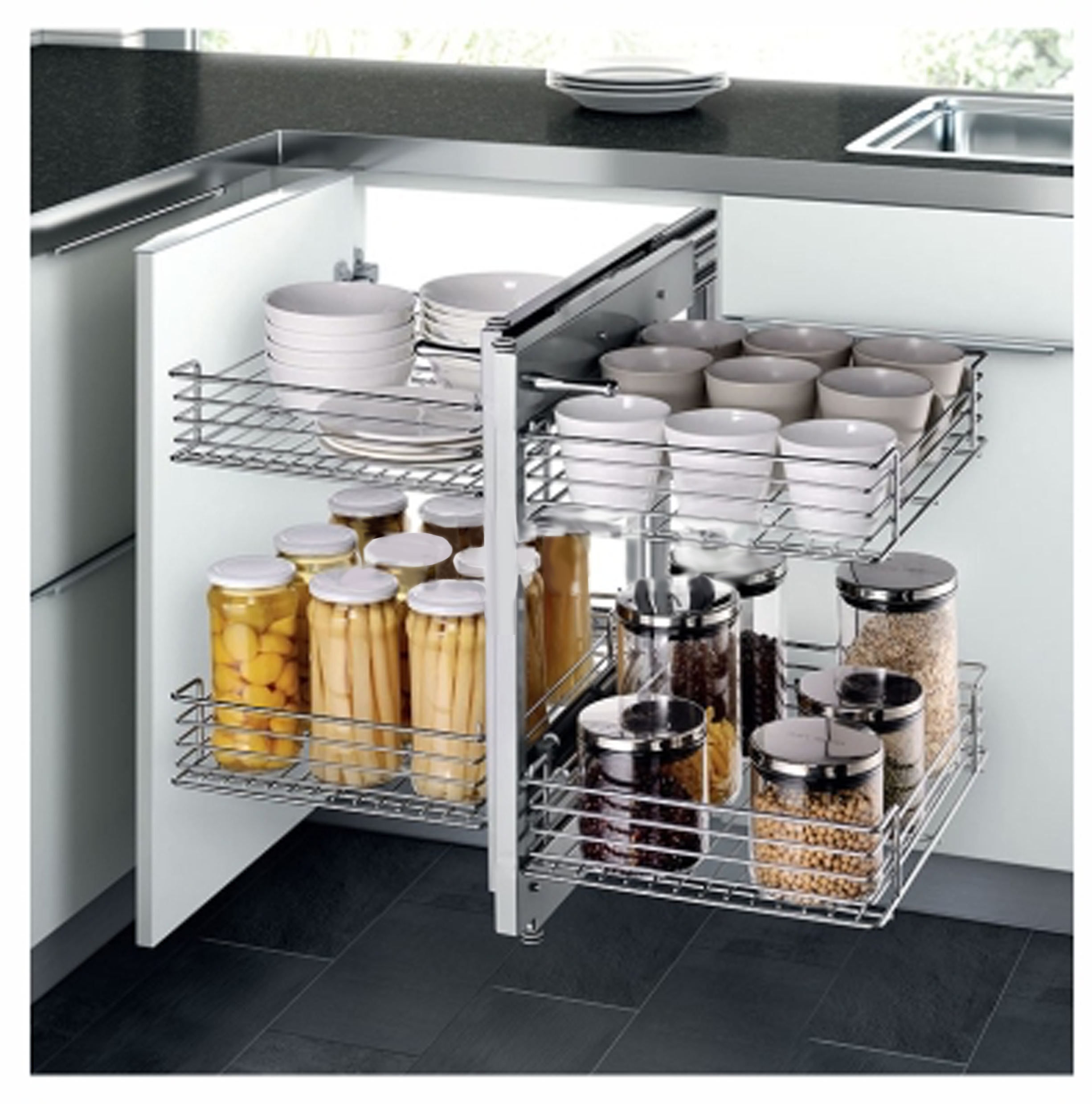 Optimiser Corner Pull-Out Unit | Universal Soft-Close Kitchen Storage | Aspin Collins