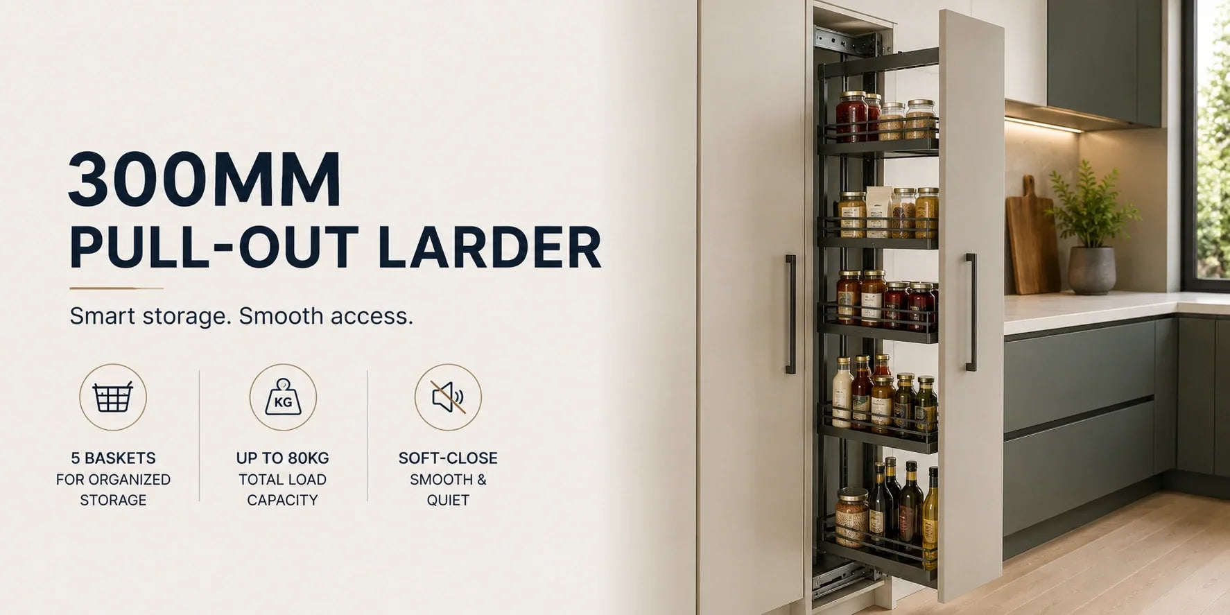 300mm Pull-Out Larder: Mechanism & Basket Guide | Aspin Collins