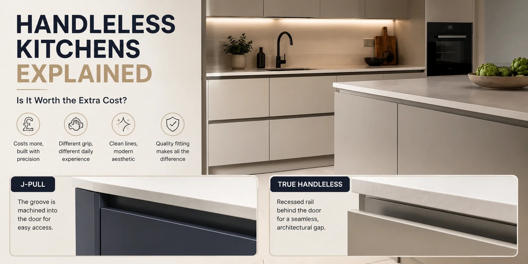 Handleless Kitchens Explained: Is It Worth the Extra Cost | Aspin Collins
