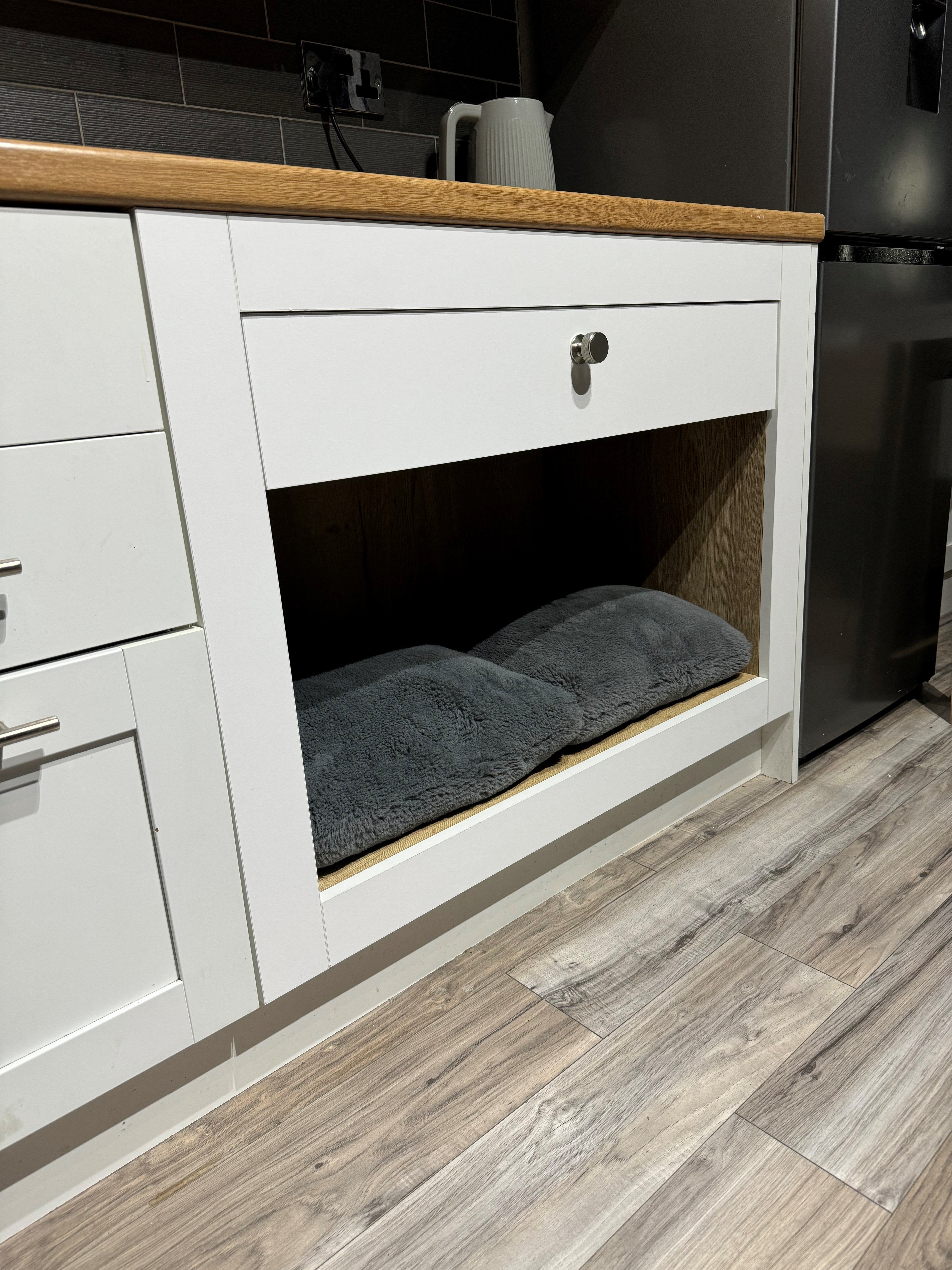 Integrated Kitchen Cabinet Dog Bed | DIY Flat Pack | Bespoke Look for Less | Aspin Collins