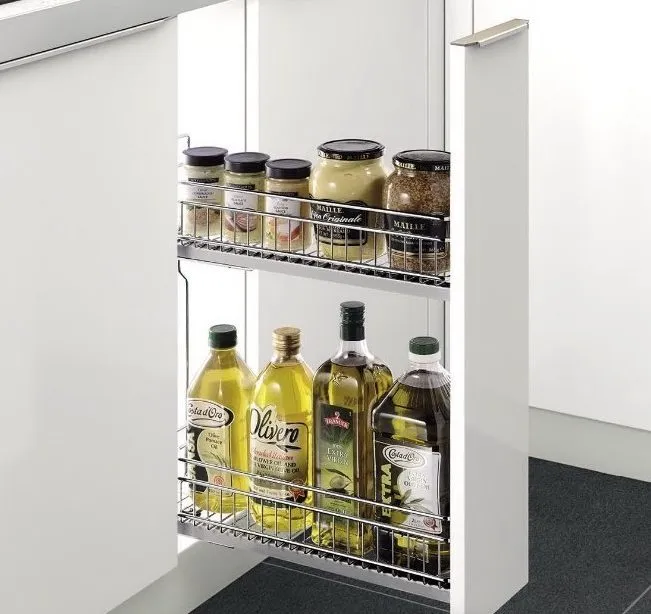 150mm Polished Chrome Pull-Out Storage Unit | Slim & Stylish Kitchen Organiser | Aspin Collins
