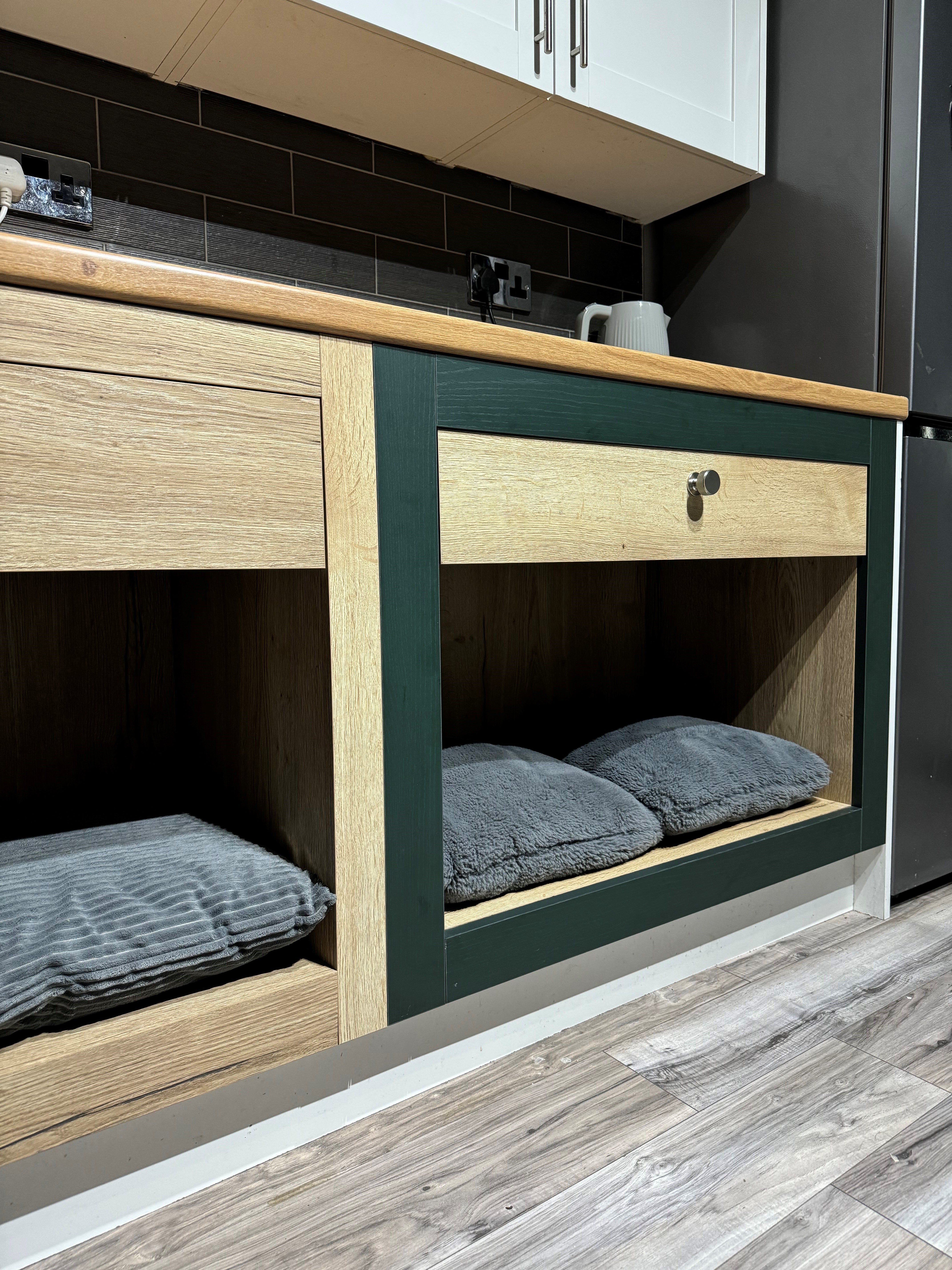 Integrated Kitchen Cabinet Dog Bed | DIY Flat Pack | Bespoke Look for Less | Aspin Collins