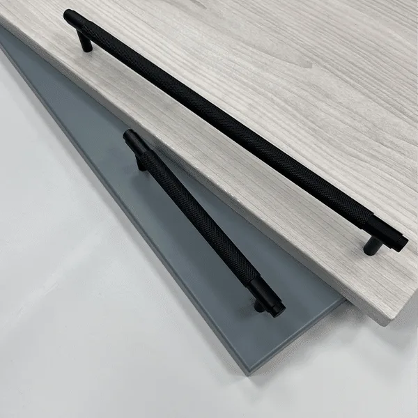 Corbridge Knurled Bar Handle in Black, Includes Long Wardrobe Size | Aspin Collins