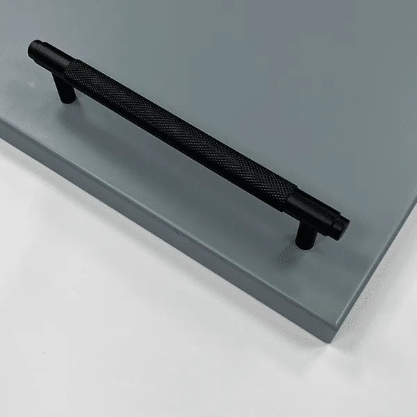 Corbridge Knurled Bar Handle in Black, Includes Long Wardrobe Size | Aspin Collins