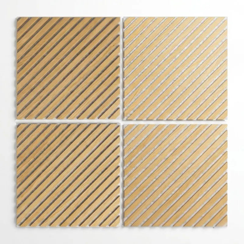 Fenris - Diagonal Oak Square Slat Wall Panels | Grey Felt Backing (Set of 6) | Aspin Collins