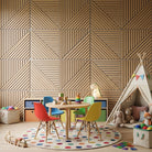 Kirra - Oak Mix Square Slat Wall Panels | Grey Felt Backing (Set of 6) | Aspin Collins