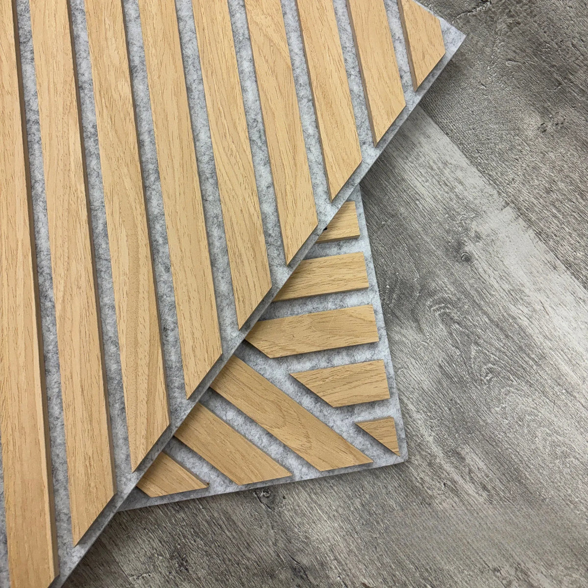 Kirra - Oak Mix Square Slat Wall Panels | Grey Felt Backing (Set of 6) | Aspin Collins