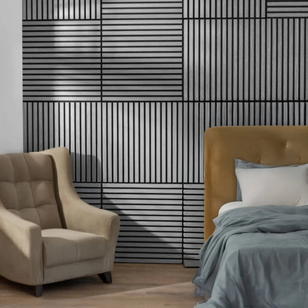 Briksdal - Square Acoustic Slat Wall Panels (Set of 4) | Aspin Collins