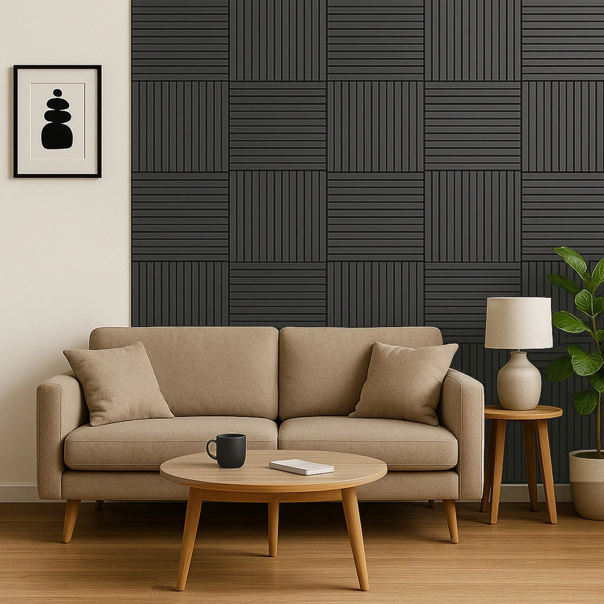 Briksdal - Square Acoustic Slat Wall Panels (Set of 4) | Aspin Collins
