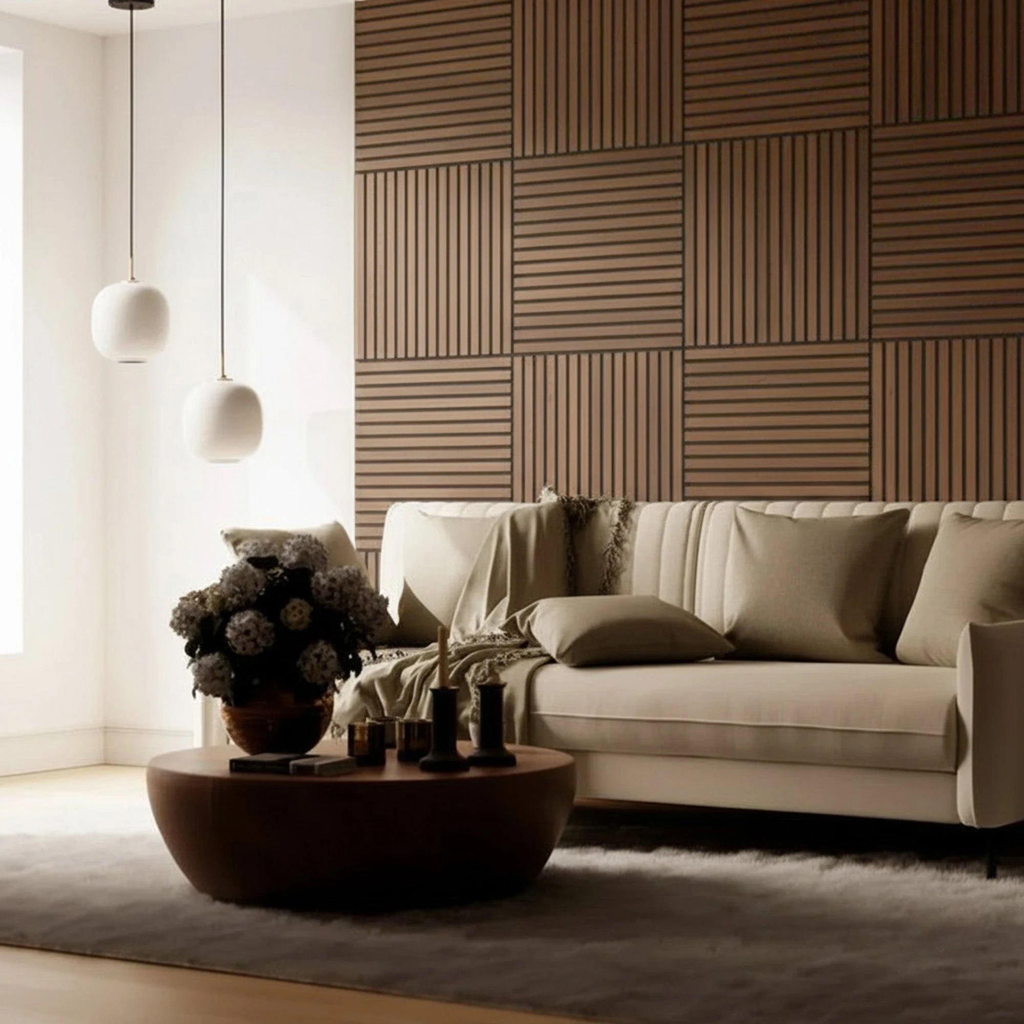 Briksdal - Square Acoustic Slat Wall Panels (Set of 4) | Aspin Collins