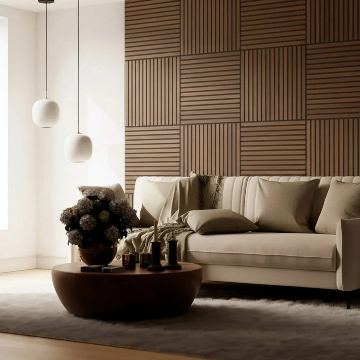 Briksdal - Square Acoustic Slat Wall Panels (Set of 4) | Aspin Collins