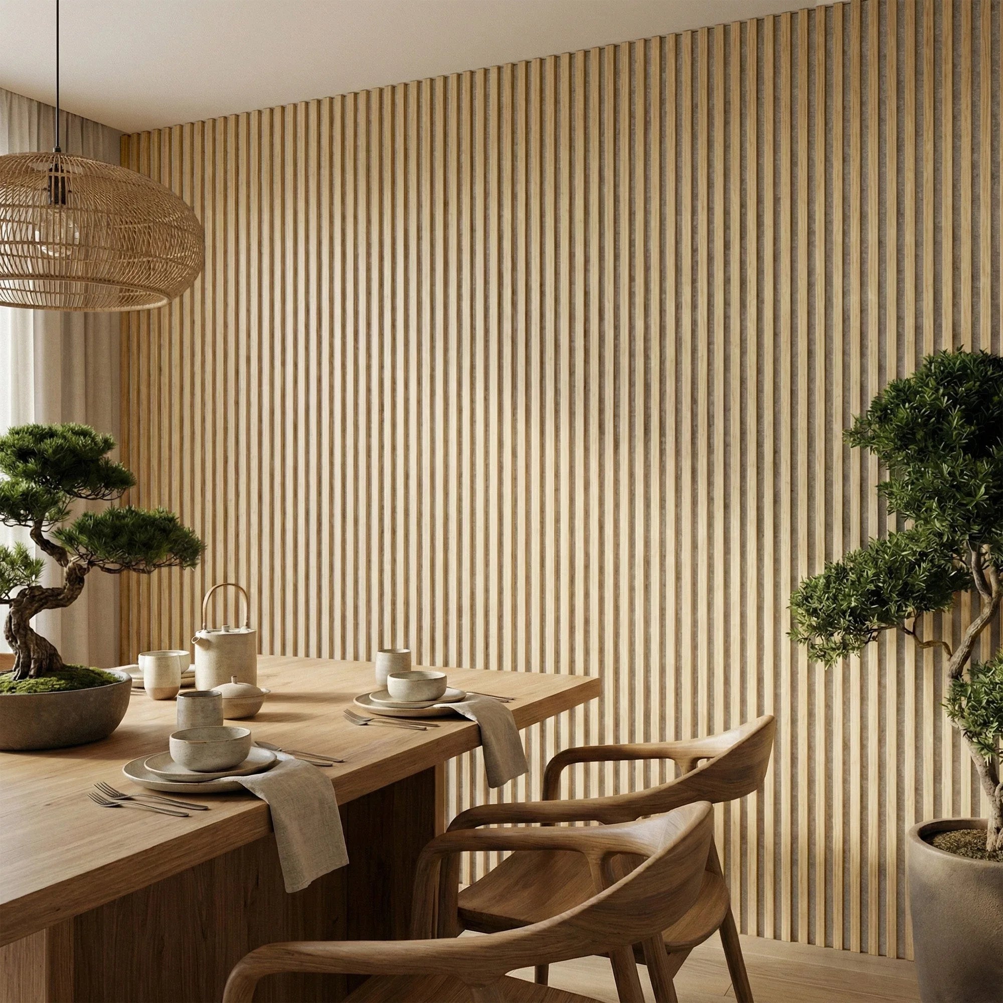 Askeholm - Three-Sided Acoustic Wood Veneer Wall Panels (Set Of 2) | Aspin Collins