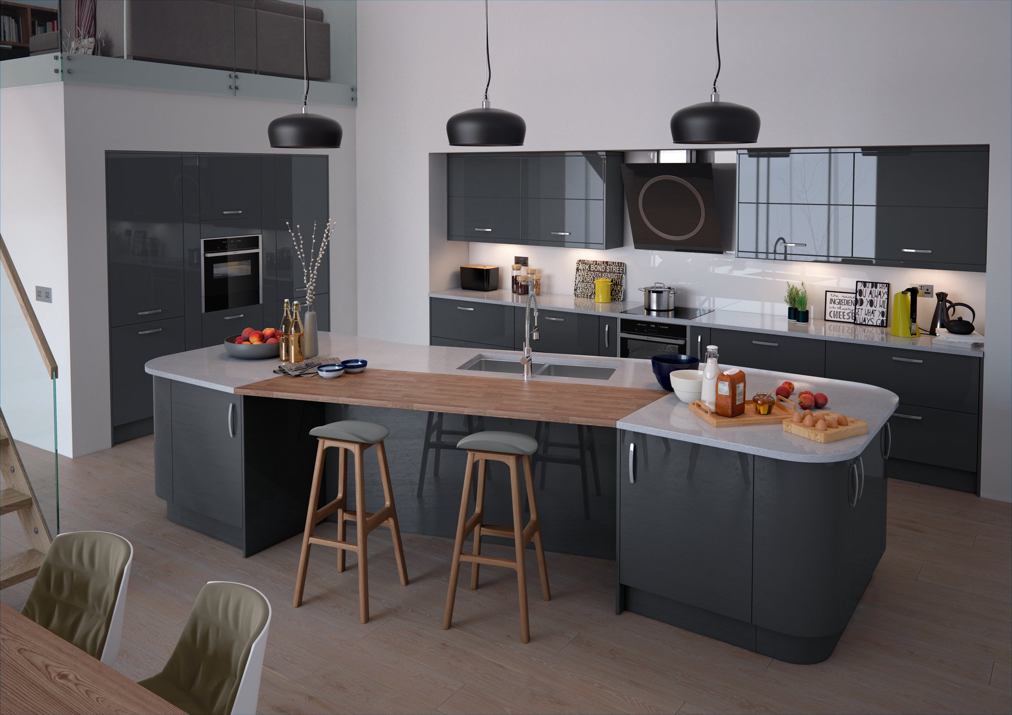 Valencia Anthracite Gloss | Slab Kitchen Doors | Aspin Collins
