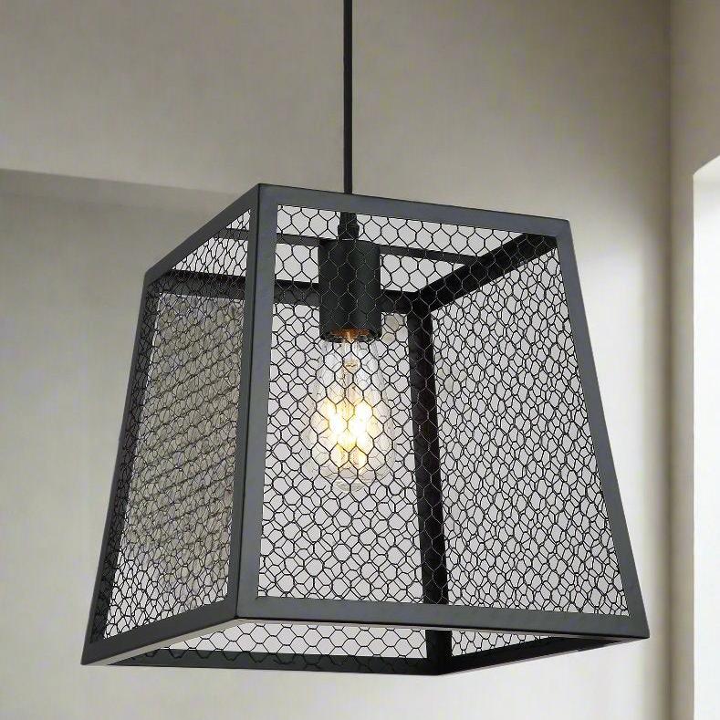 Pendant Mesh Cage Light - Arlo - Black - Aspin Collins