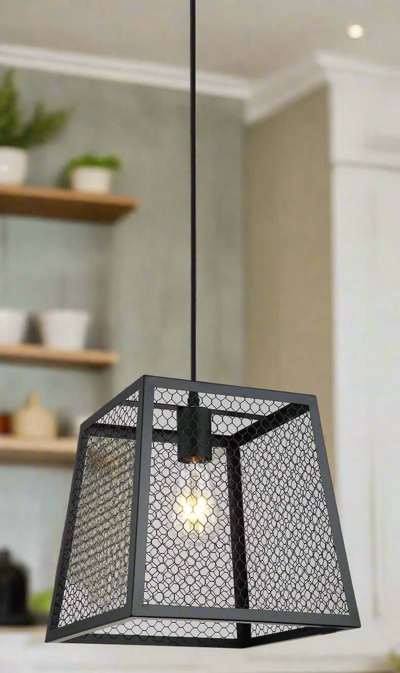 Pendant Mesh Cage Light - Arlo - Black - Aspin Collins