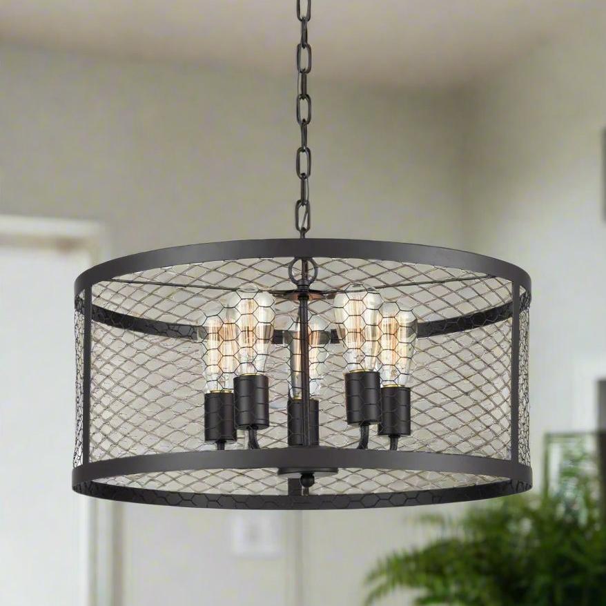 Vintage Mesh Cage Pendant Light - Bach - Black - Aspin Collins