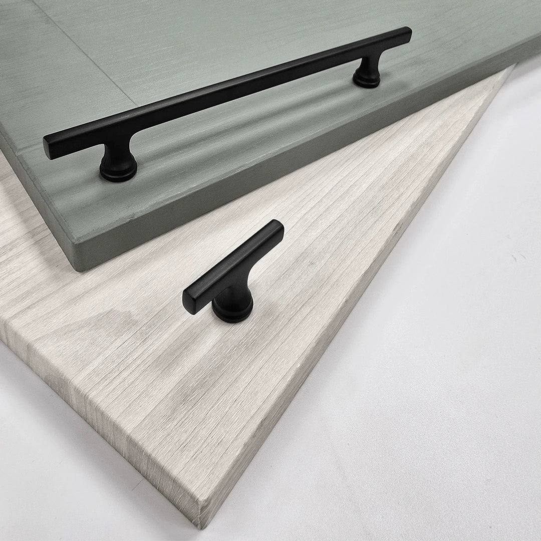 Alderley Slim T-Bar Handle with Matching Knob | Black | Aspin Collins