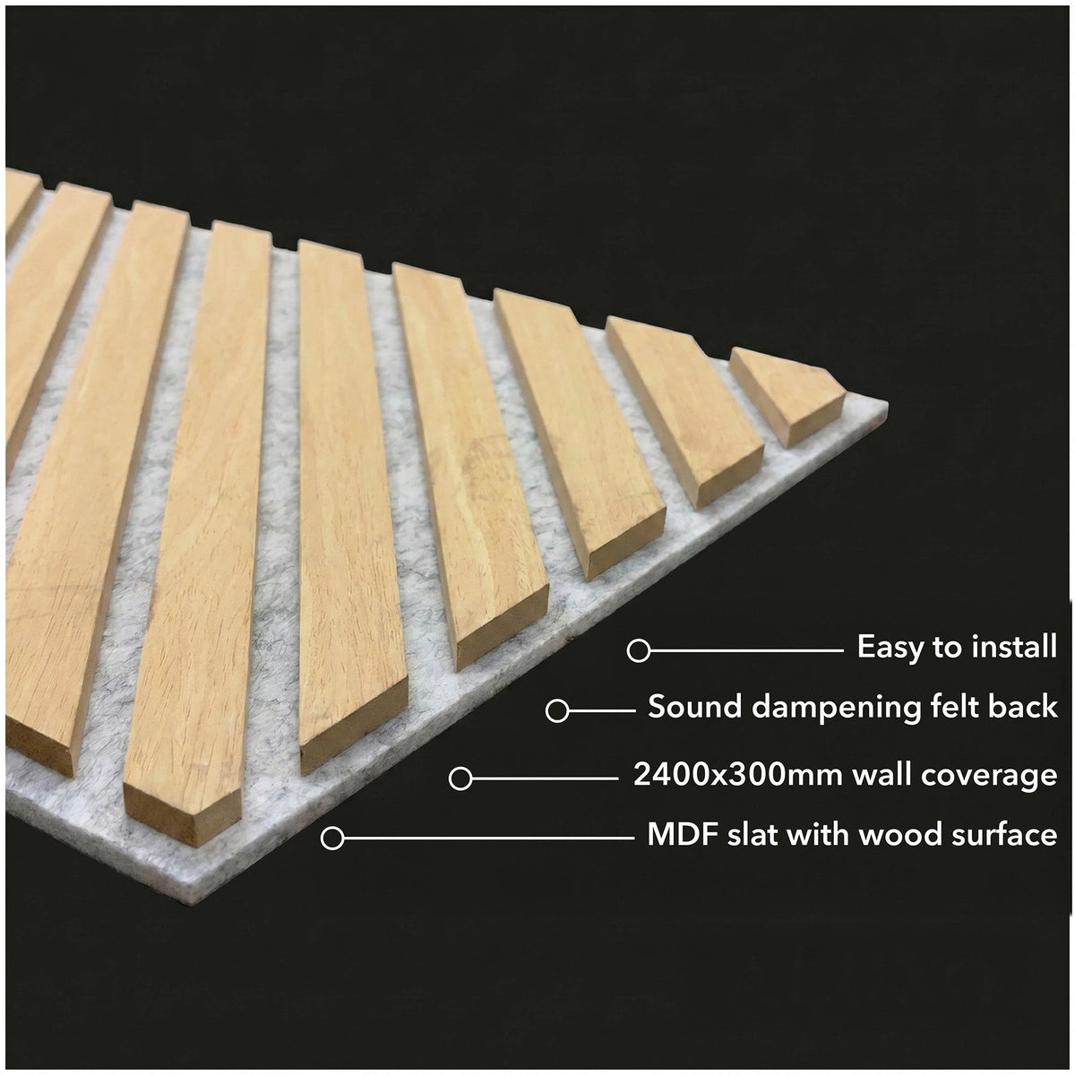 Nordvik - Chevron Oak Slat Wall Panels | Grey Felt Backing | Aspin Collins