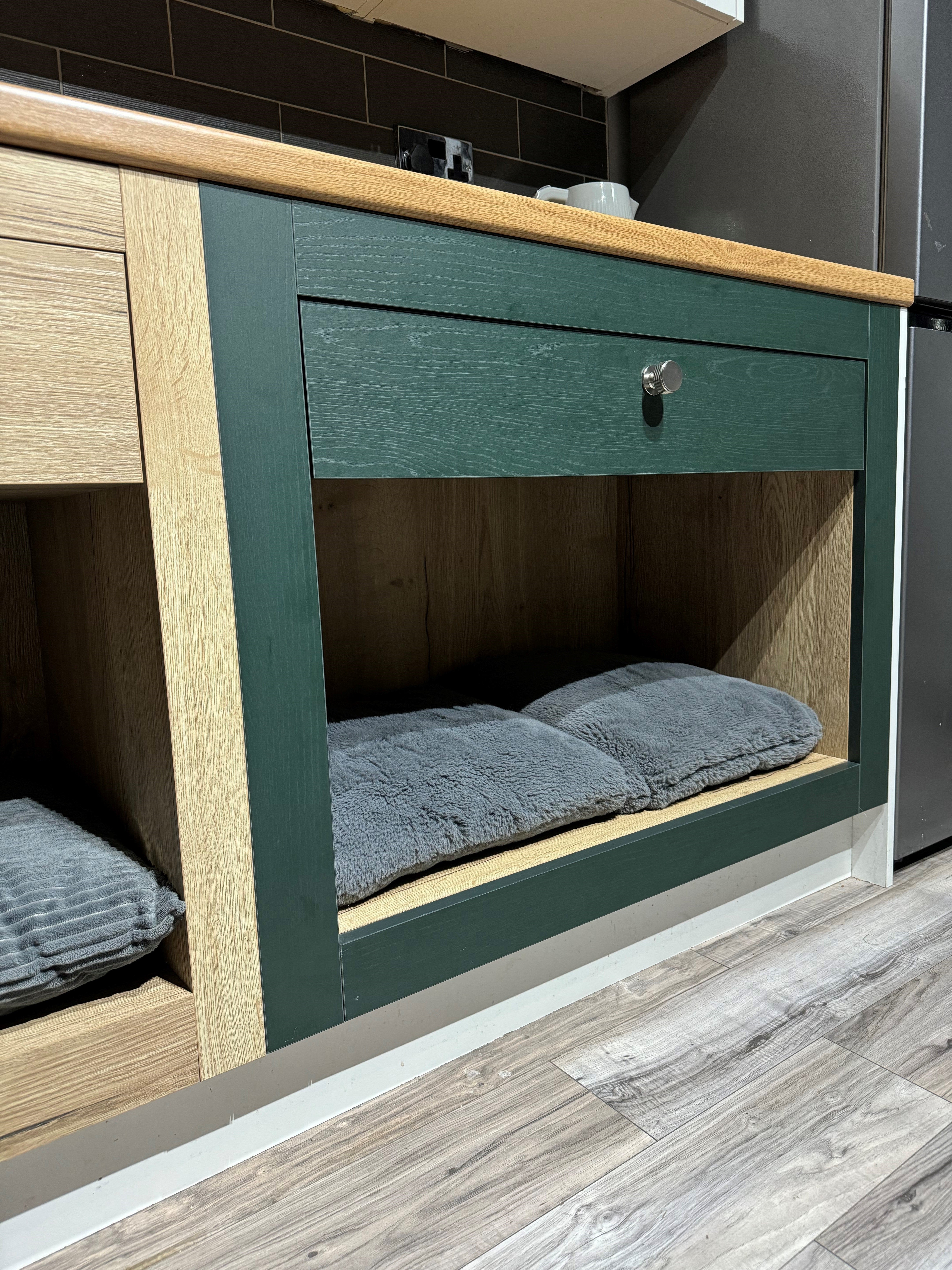 Integrated Kitchen Cabinet Dog Bed | DIY Flat Pack | Bespoke Look for Less | Aspin Collins