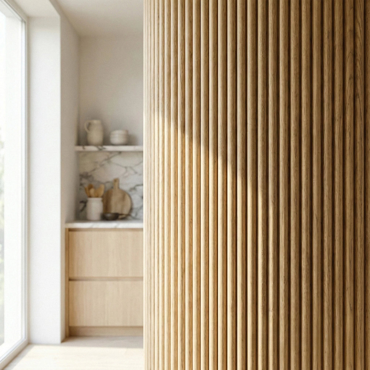 Lindby - Flexible Reeded Wall Panels | Oak & Walnut (Set of 2) | Aspin Collins