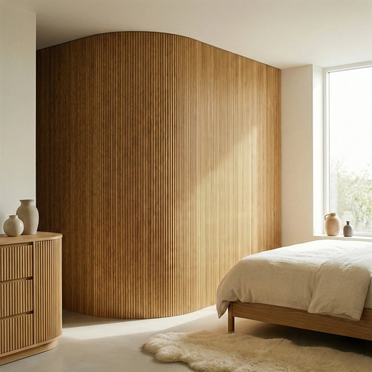 Lindby - Flexible Reeded Wall Panels | Oak & Walnut (Set of 2) | Aspin Collins