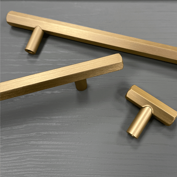Hex Style T Bar Handle & Knob | Eldente | Cabinet Pull Black & Gold | Aspin Collins