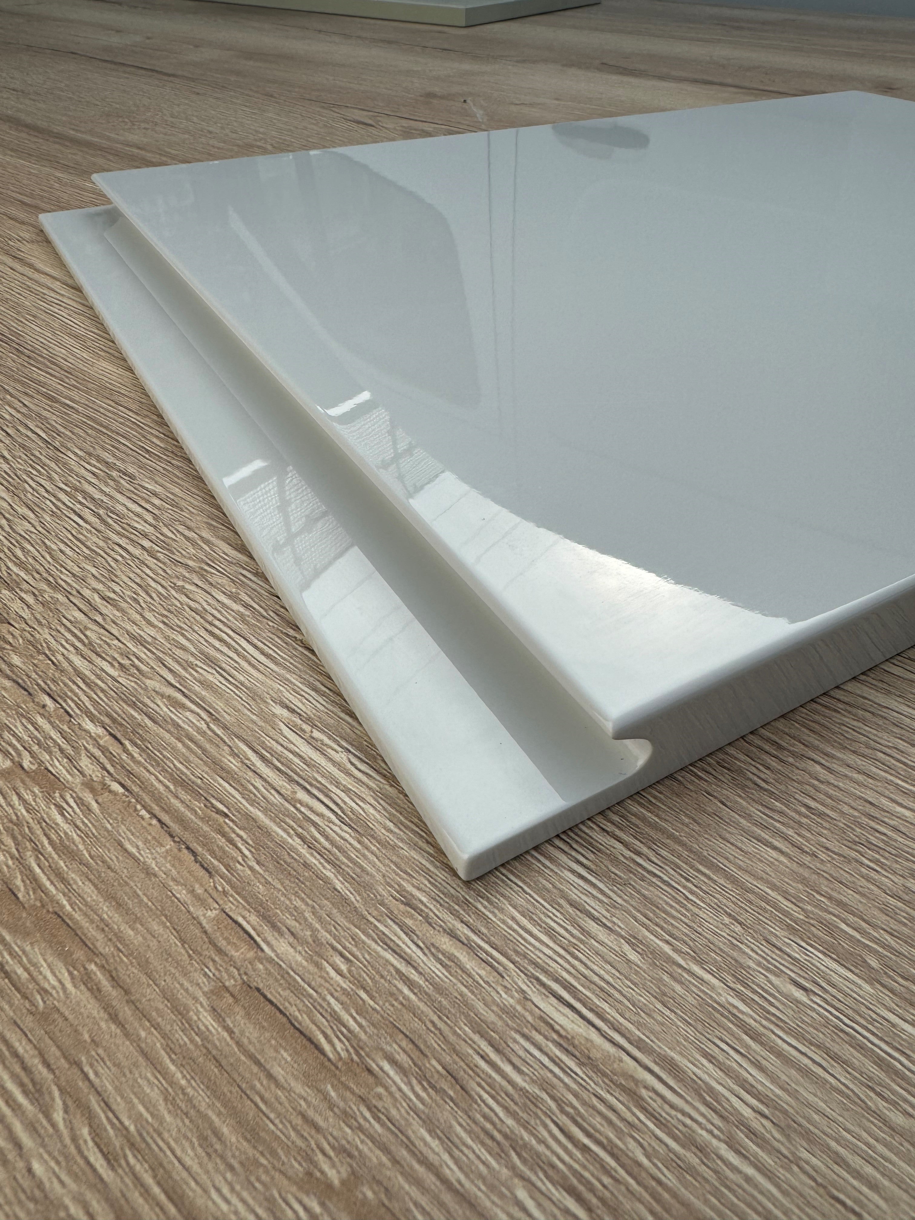 Levana Light Grey Gloss Kitchen Doors | High-Gloss Light Grey Handleless Doors | Aspin Collins