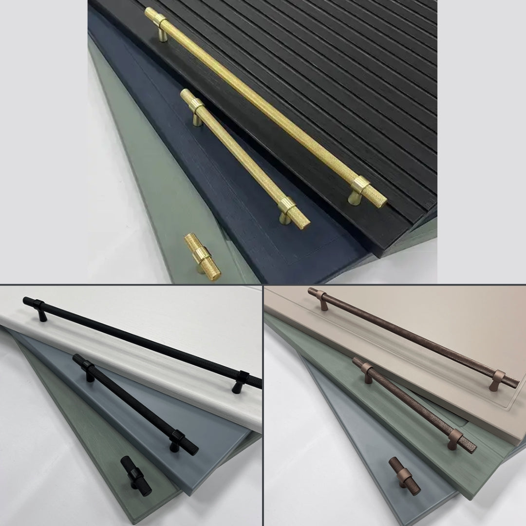 Knurled T-Bar Handle | Miami | Modern Cabinet Handle in Mocha, Black & Gold | Aspin Collins