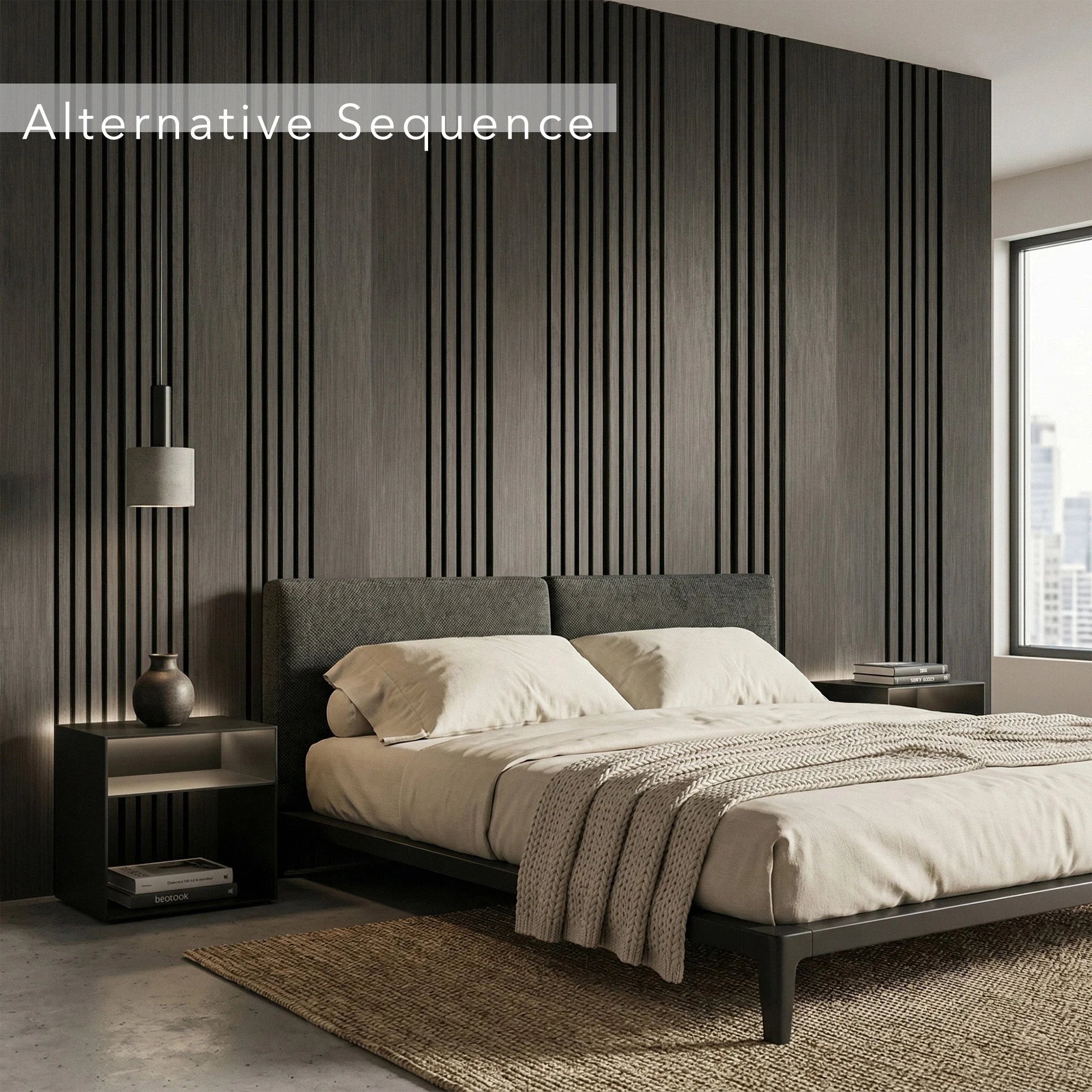 Aslund - Wide Random Rhythmic Slat Wall Panels (Set of 2) | Aspin Collins