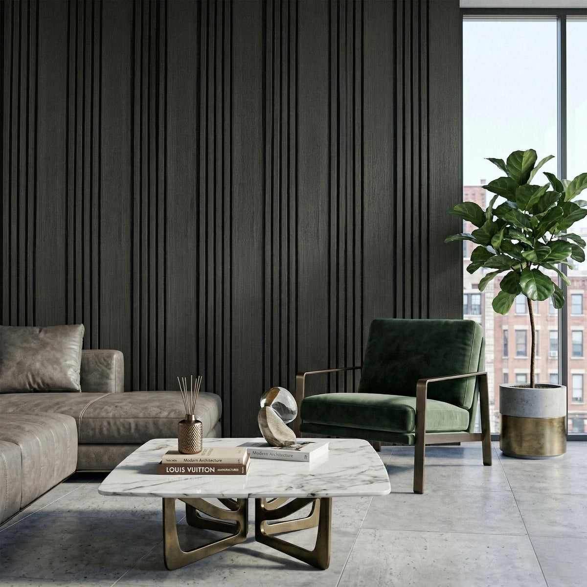 Aslund - Wide Random Rhythmic Slat Wall Panels (Set of 2) | Aspin Collins