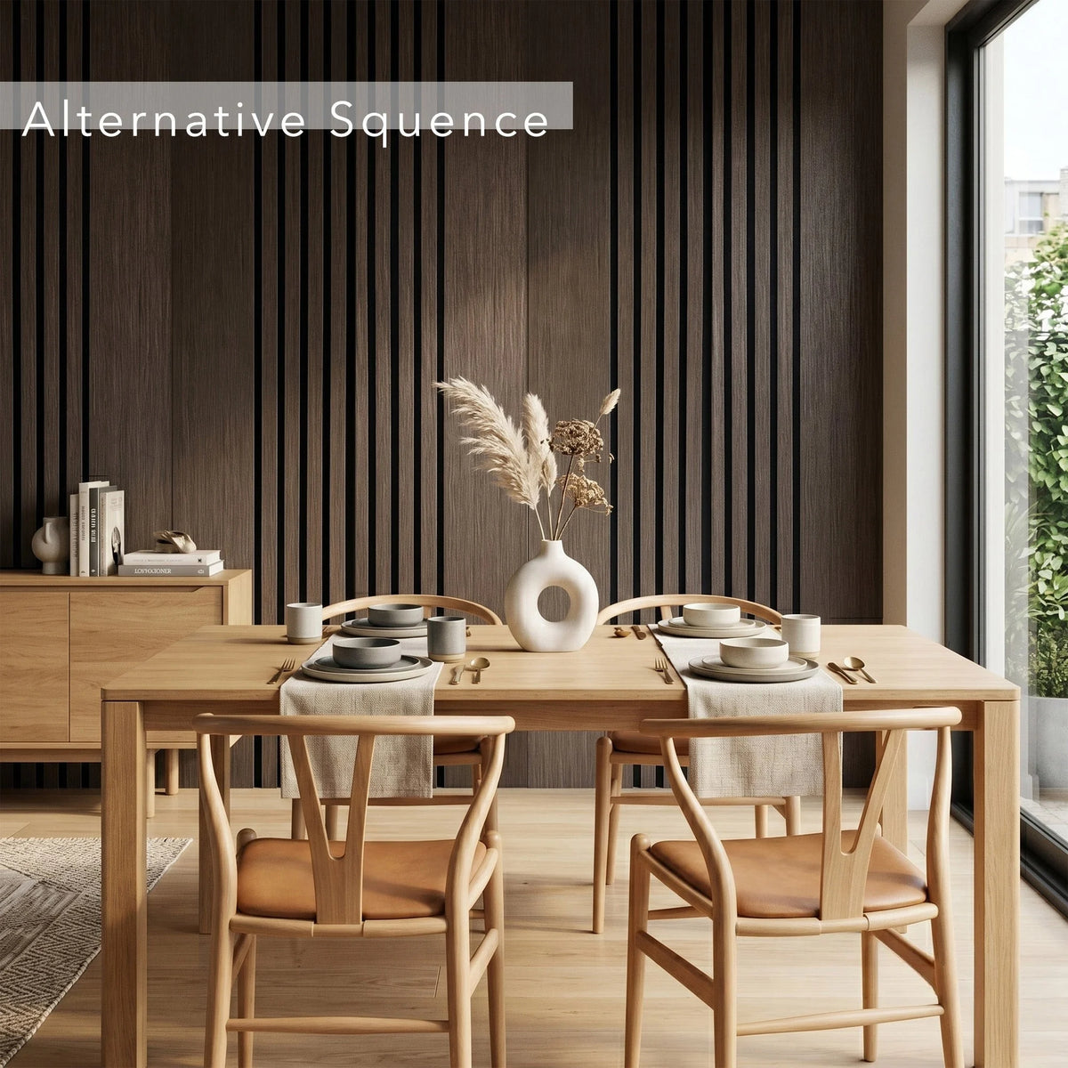 Aslund - Wide Random Rhythmic Slat Wall Panels (Set of 2) | Aspin Collins