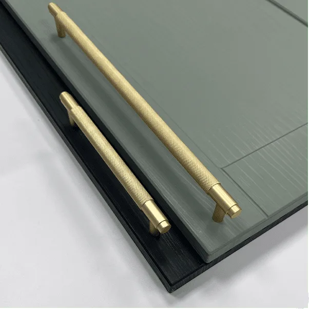 Corbridge Knurled Bar Handle in Brass, Includes Long Wardrobe Size | Aspin Collins